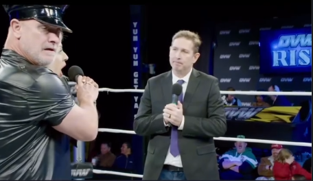 David Vox Mullen conducting an interview in the OVW ring
